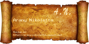 Arany Nikoletta névjegykártya